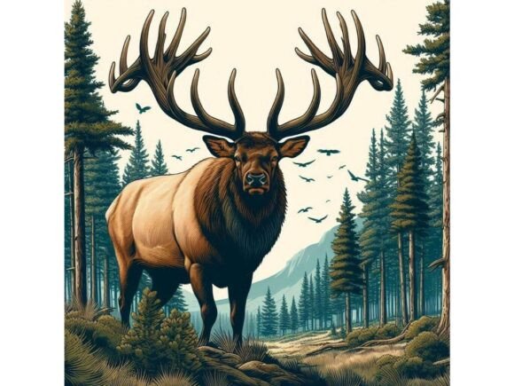 Download A Large Elk with Impressive Antlers in a - Impressive Collection
