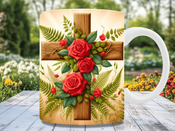 Download Rustic Rose Cross Floral Mug Wrap - Rustic rose Collection
