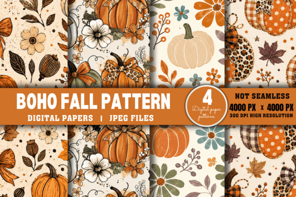 Download Boho Fall Pattern, Autumn Digital Paper - Fall pattern Collection