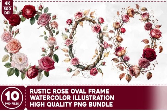 Download Rustic Rose Oval Frame PNG Bundle - Rustic rose Collection