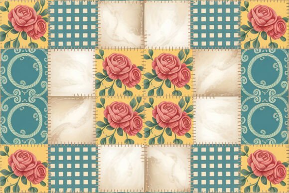 Download Rustic Rose Patchwork Tile Art - Rustic rose Collection